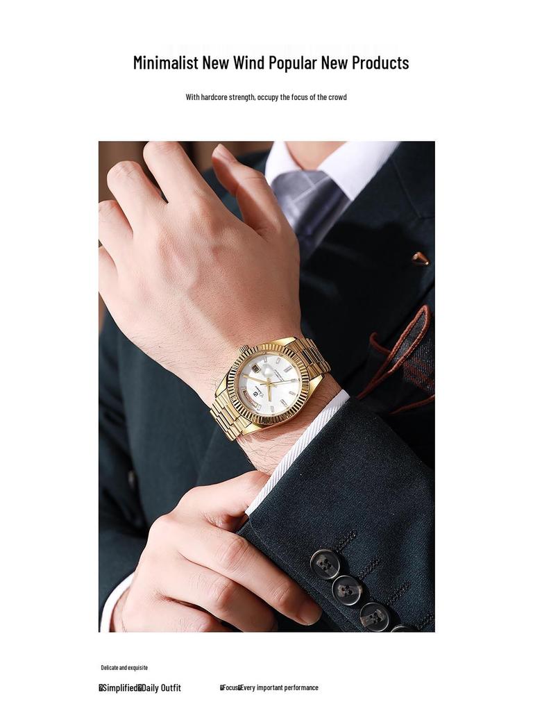 Durlanwei Белые Звездные Двойные Бревна Автоматические Мужские Деловые Модные Водонепроницаемые Часы