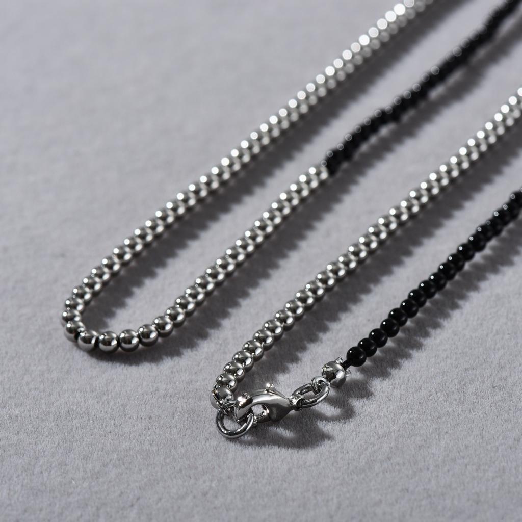 Персонализированная Модная Уникальная Черная Агатовая Контрастная Цветом Серебряная Пшеничная Бусина Жемчужная Нить Нишевый Дизайн Высококачественное Ожерелье Женское