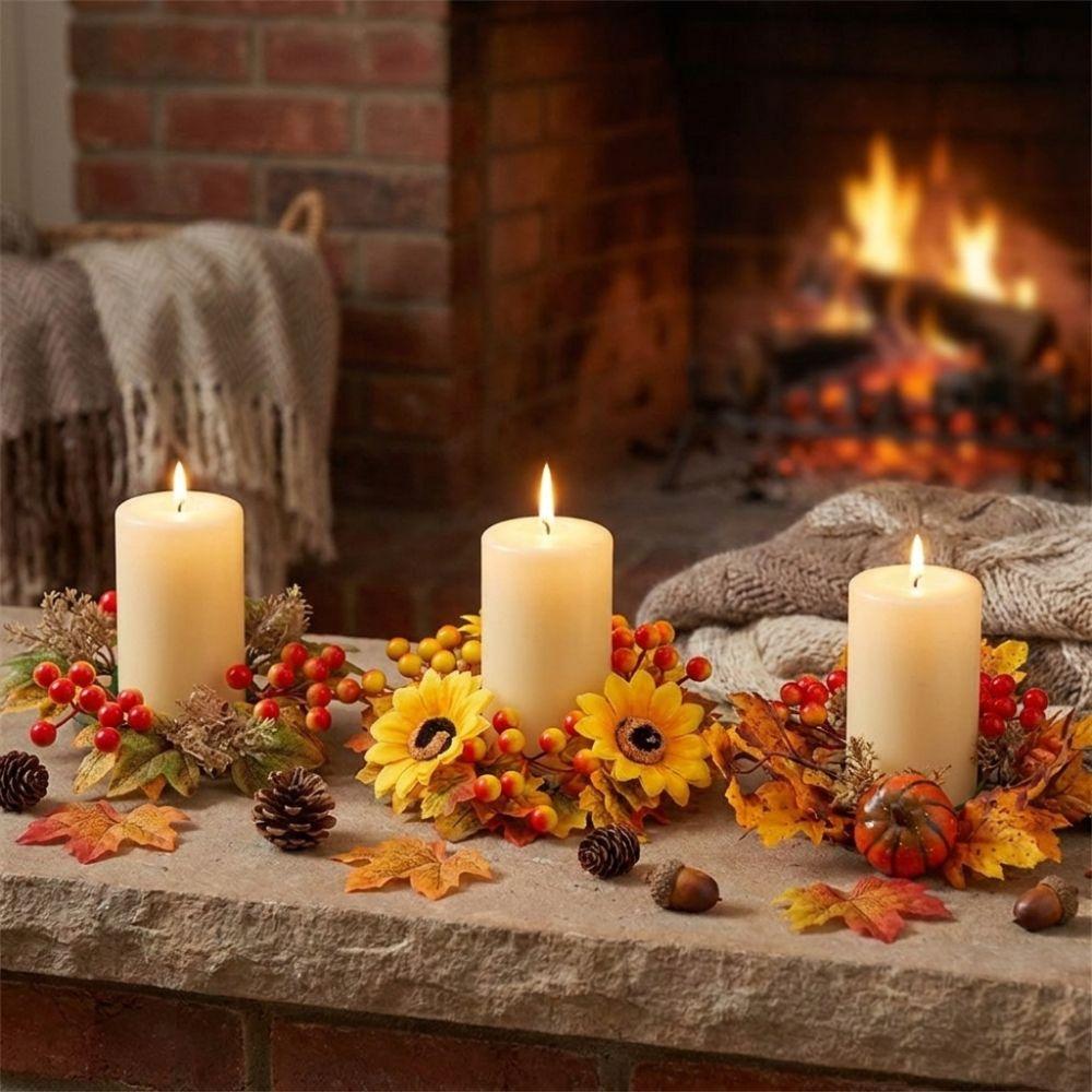 Fade Resistant Artificial Maple Mini Wreath Maple Leaves Harvest Wreath Pumpkin Garland Festival
