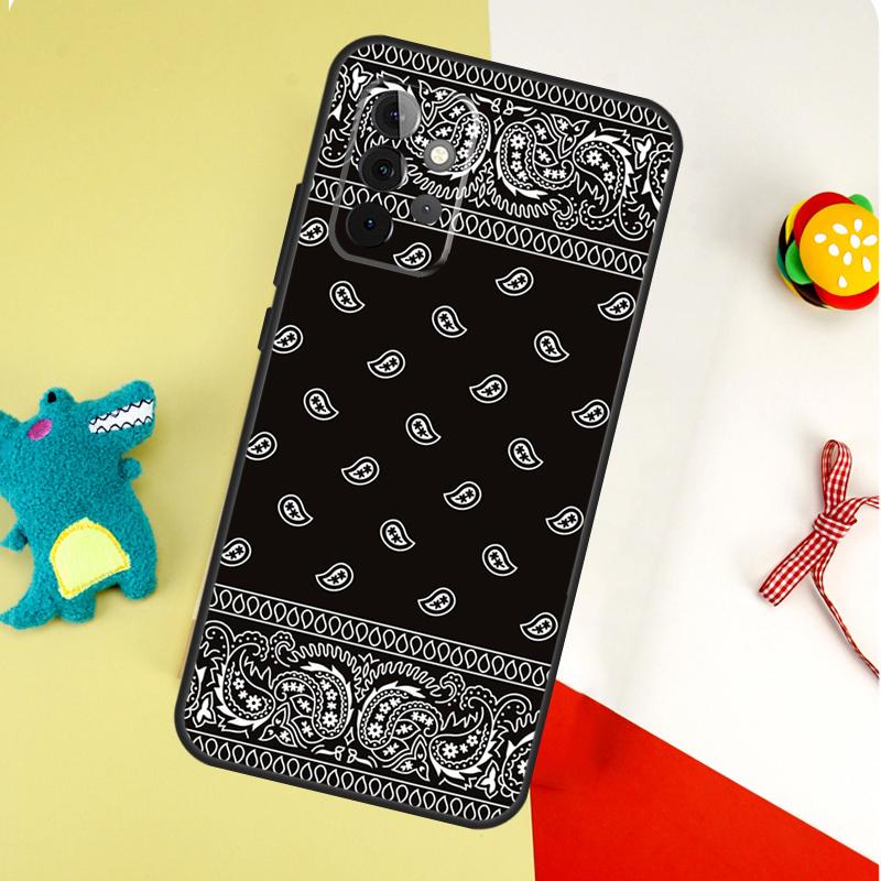 Черная Бандана Пейсли Для Samsung Galaxy A05 A06 A16 A54 A34 A14 A55 A35 A15 A53 A33 A13 A22 A32 A52 Чехол Для Телефона