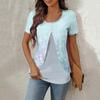 Рубашки для женщин, топы с короткими рукавами, нарядные летние повседневные блузки с круглым вырезом и нерегулярным подолом, футболки