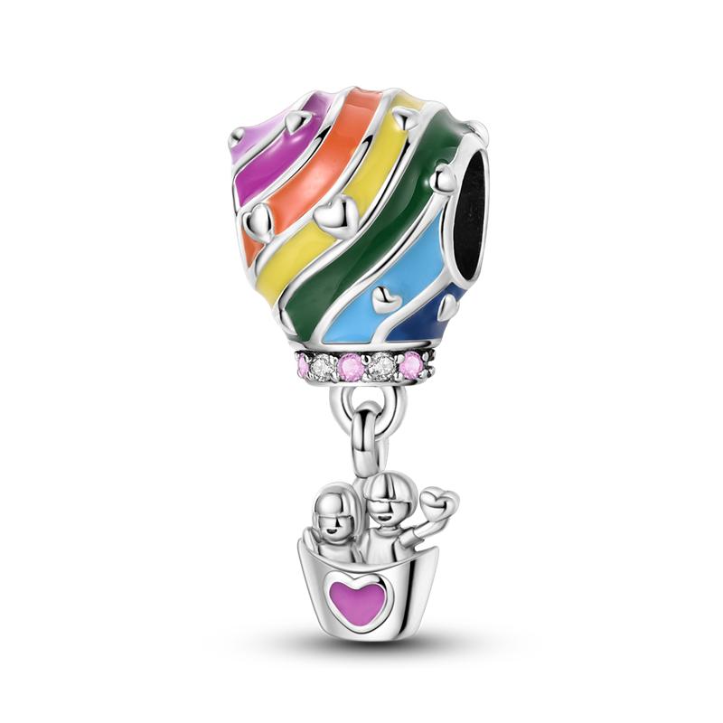 Fit Bracelet Charms Diy 925 Silver Travel Airplane Luggage Air Balloon Charm Beads Jewelry Gift