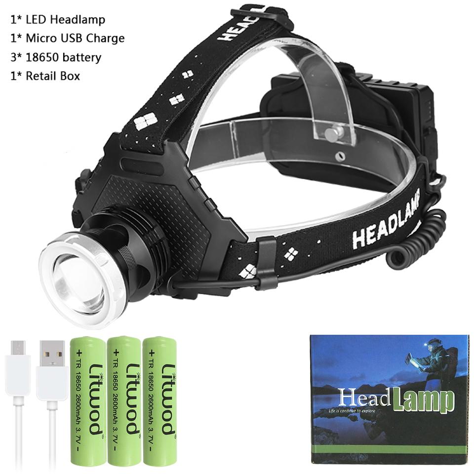 Супер яркий XHP90.2 USB перезаряжаемый светодиодный налобный фонарь XHP70.2 Самая мощная фара для рыбалки, кемпинга, ZOOM, фонарик с аккумулятором 3*18650