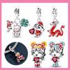 Copper Charms New Year Series Red Boy Girl Lucky Cat Koi Beads Pendant Fit Original Bracelet Diy Jewelry For Women