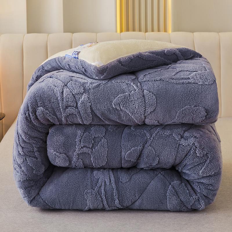 Thick Warm Imitation Lambswool Winter Blanket for Bed Soft Jacquard Coral Fleece Quilt Double Sided Plush Weighted Blanket 5kg