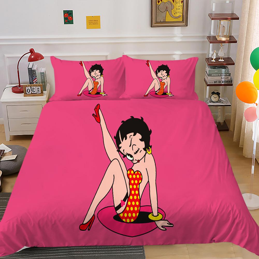 Bedding Set Cover Lovely 3D Betty Boop Printing Girl Double Size Home Textiles Comforter Cover Set