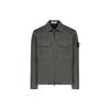 Solid Color Logo Polo Collar Zip Long Sleeve Jacket Men Jackets Gray 801510812-V0059