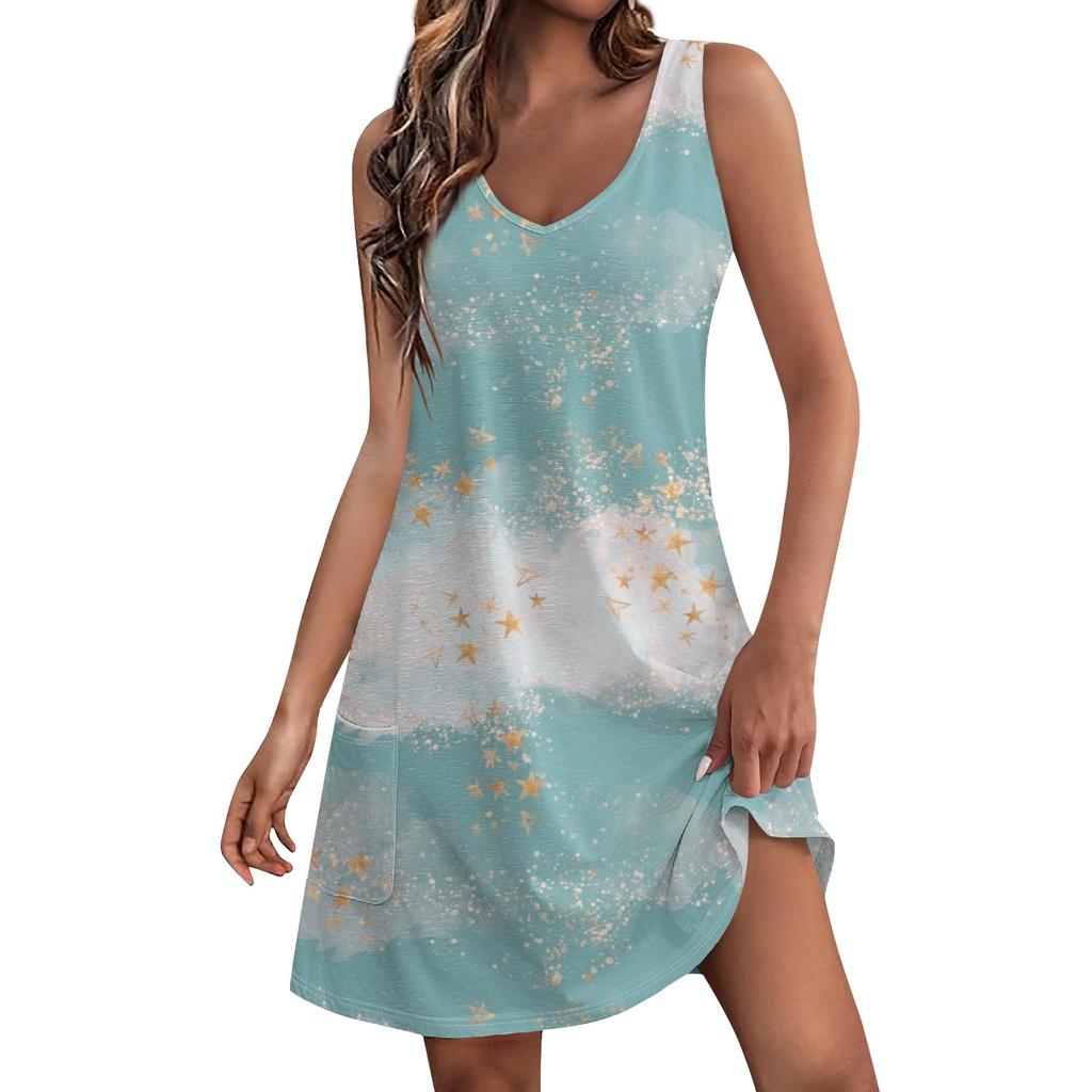 Женское летнее платье, повседневные свободные длинные платья с принтом для пляжного отдыха