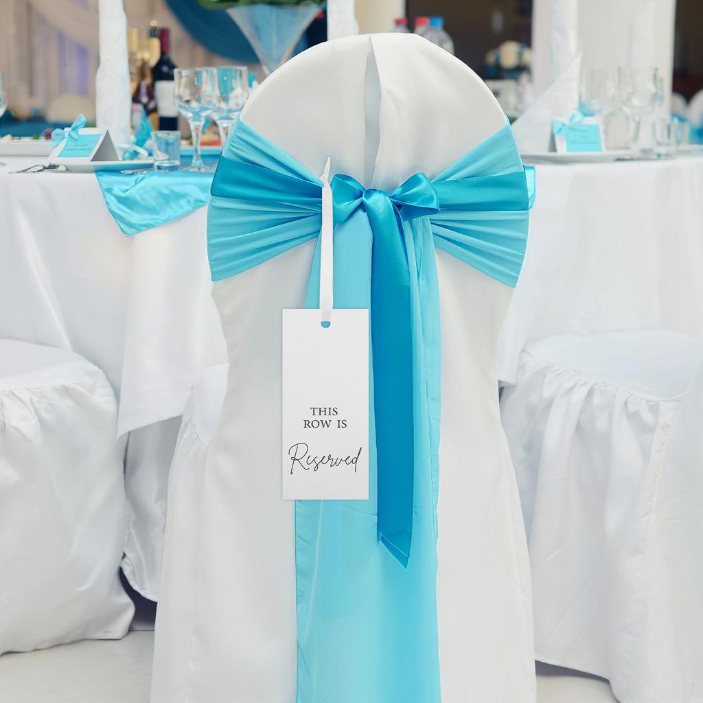 24Sets Hanging Reserved Signs White Ribbon Textured Paper This Row Is Reserved Elegant Chair Decor for Wedding Reception Church