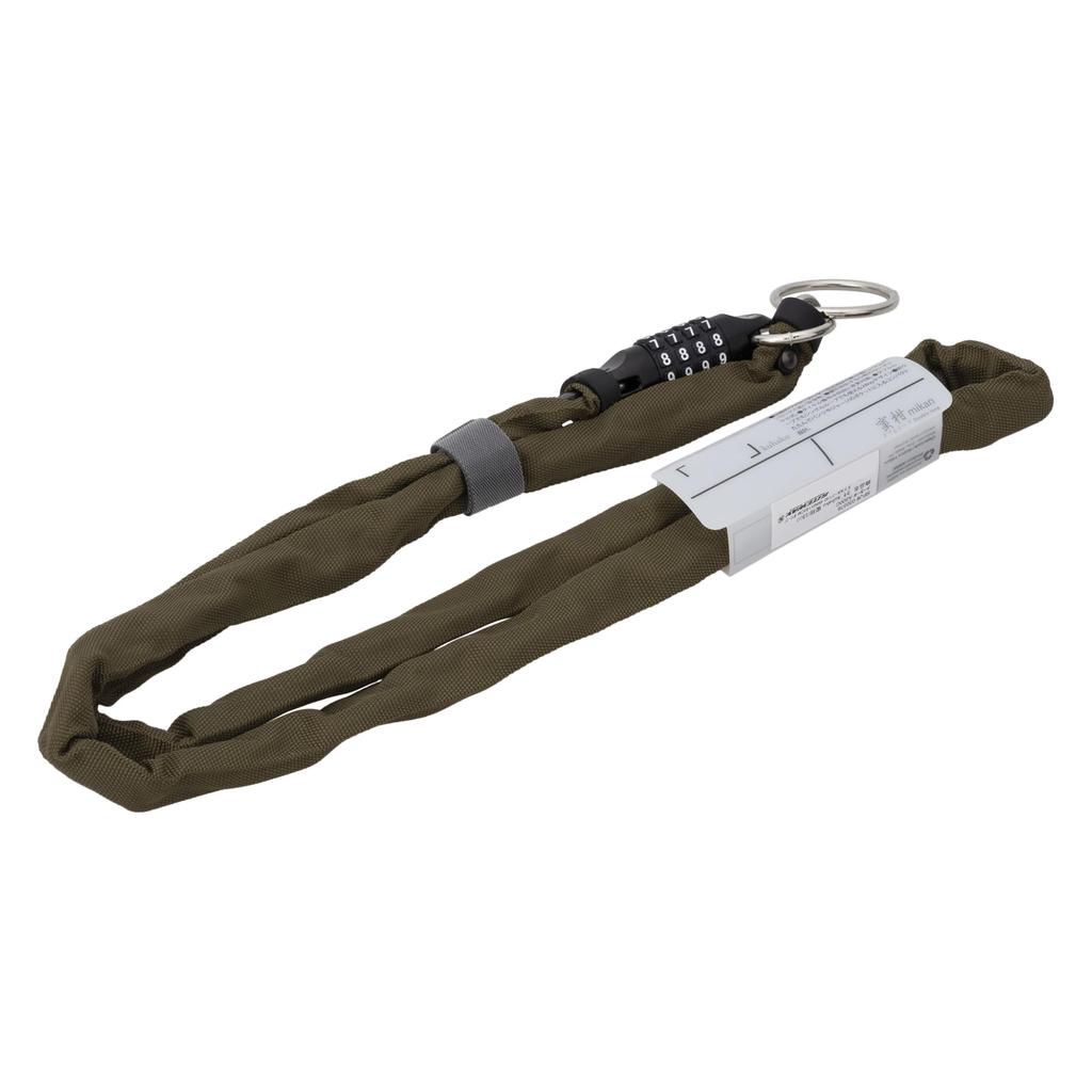 Kuhaku Mikan Двойная петля 140 Комбинированная велосипедная цепь 4 мм толщина x 140 см 30378 Замок, 4-значный настраиваемый, Длинный, Оливковый,