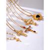 European & American Retro Cross Necklace - 18K Gold Plated Stainless Steel Clavicle Chain for Women