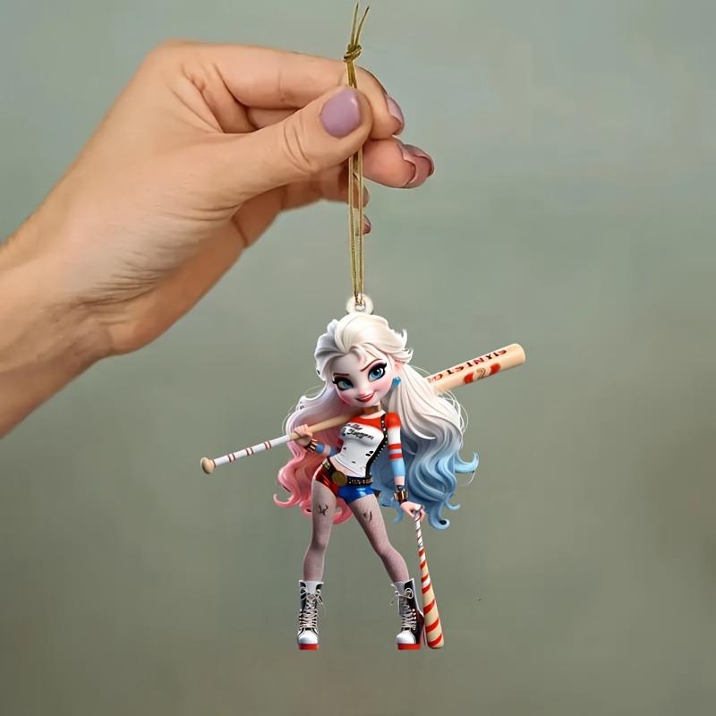 Акриловый кулон - Бейсболистка, многофункциональное плоское 2D-украшение, подходит для дома, автомобиля, зеркал заднего вида и рюкзаков, креативный брелок-подвеска