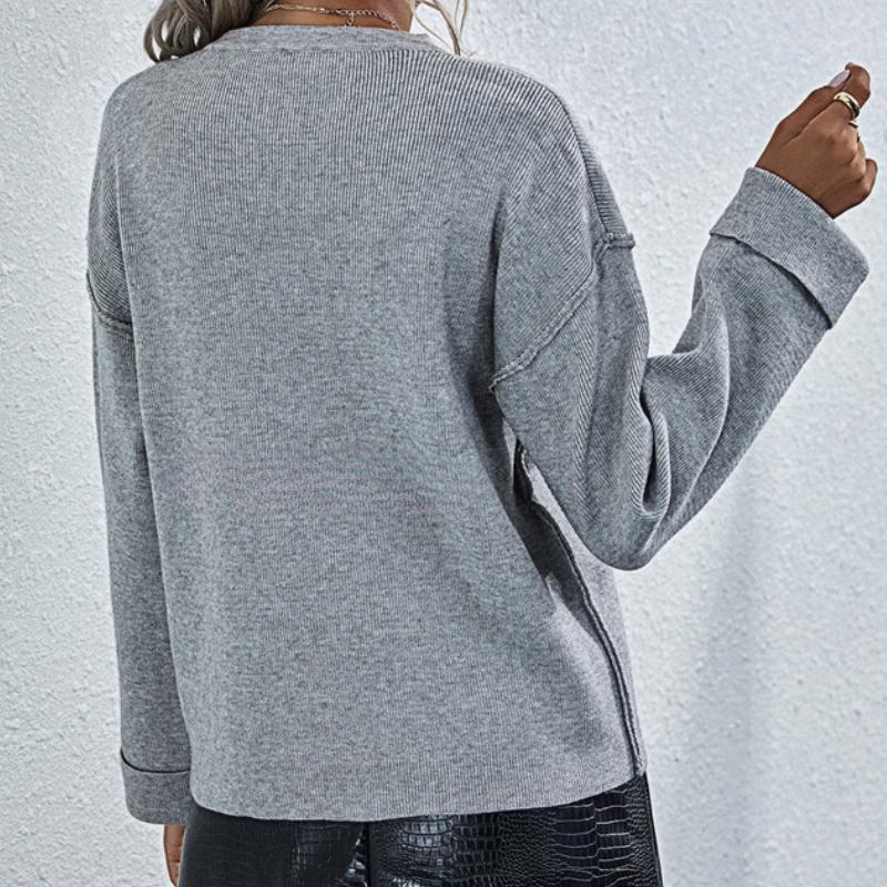 IHUASU Женский осенне-зимний однотонный свитер большого размера с V-образным вырезом