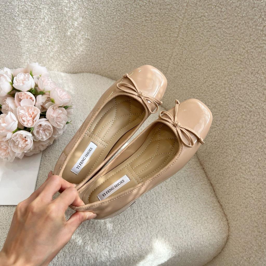 Увеличение роста 5 см милый бантик квадратный носок балетки для женской верхней одежды 25 весна новый универсальный и не устающие ноги маленькие одинарные туфли