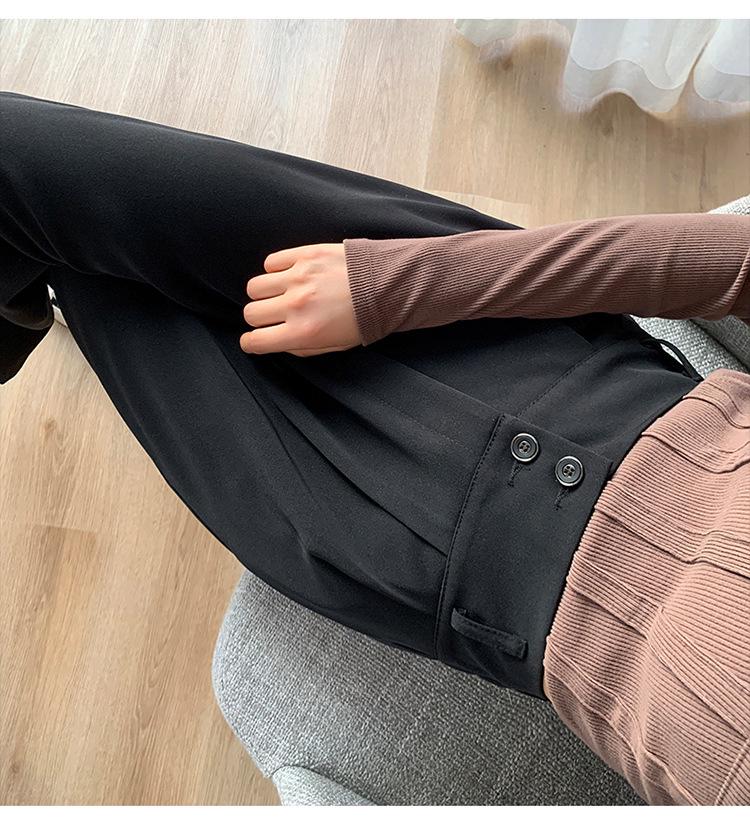 Женские черные брюки с высокой посадкой и широкими штанинами, 2025: Стройнящий, Драпированный, Повседневный, Весенне-осенний стиль