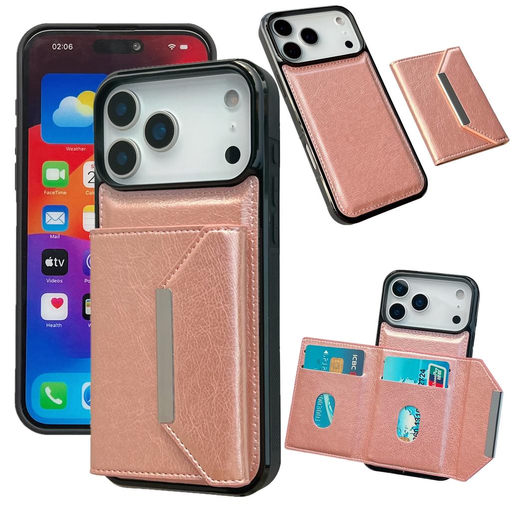 Чехол для iPhone 17 Pro Max с карманом для карт и подставкой, ТПУ+ПУ чехол для телефона