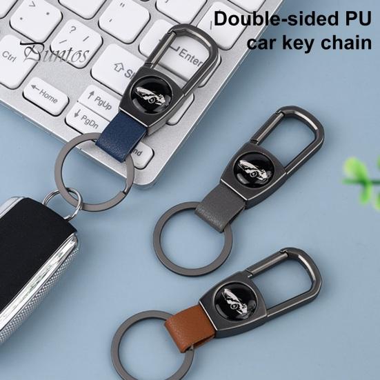 Брелок для ключей из высокопрочной нержавеющей стали D-образной формы, без деформации, с гальваническим покрытием, с защитой от потери, пряжка из искусственной кожи, анти-взлом, автомобильный брелок для ключей, сумка, подвеска