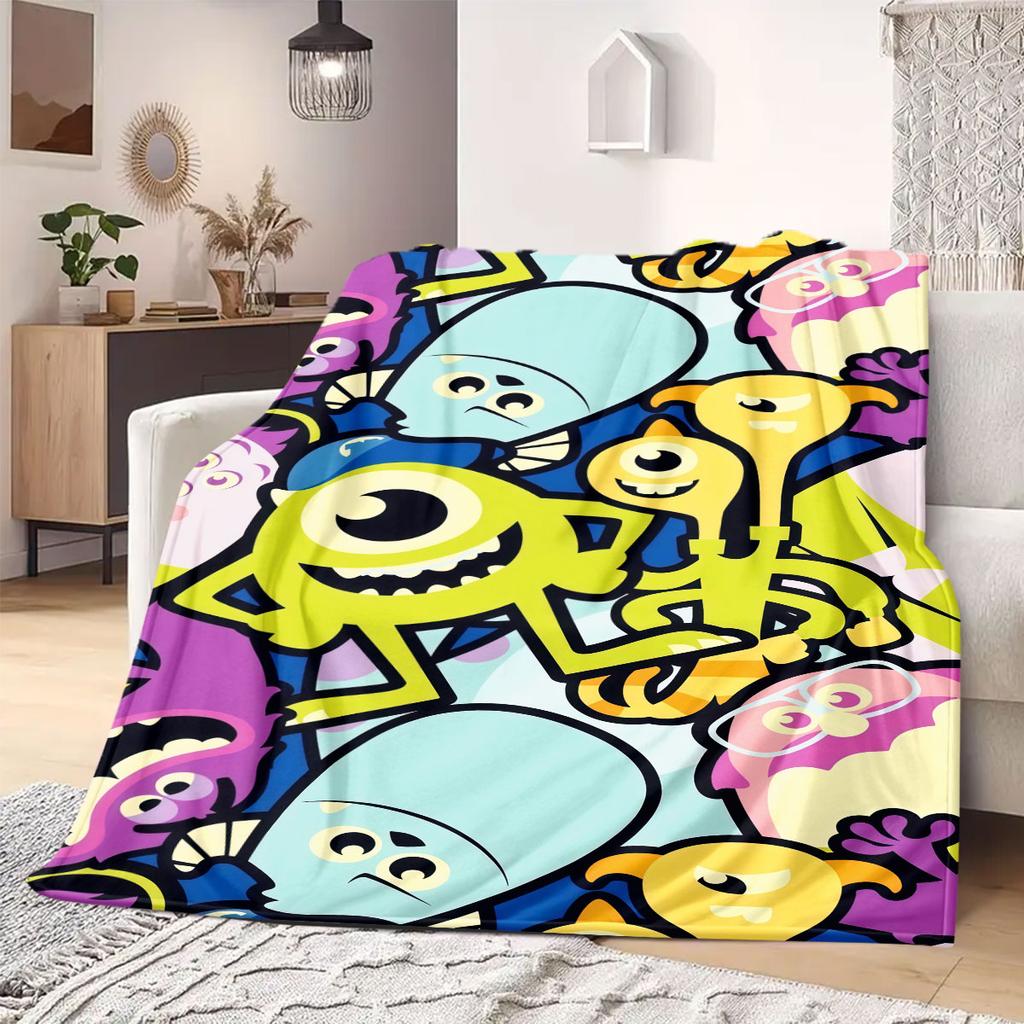 monster Travel Picnics Flannel Blanket Print Cartoon for Bedrooms Sofas Beds Chairs Home Decor Great Gift Idea All Seasons