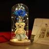Очарованная красота Роза и Медведь со светодиодной подсветкой в ​​стеклянном куполе на деревянной основе Ночник для вечеринки День матери День рождения Подарок на День святого Валентина