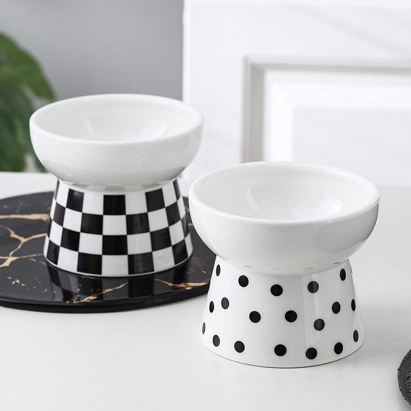 Ceramic High Foot Pet Bowl Cat Food Bowl Protects Cervical Vertebrae Pet Supplies
