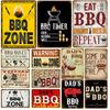 Metal Billboard BBQ Zone Timer Warning Sign No Parking for Restaurant Shop Wall Plate Tin Signs Decor Vintage Barbecue Plaques