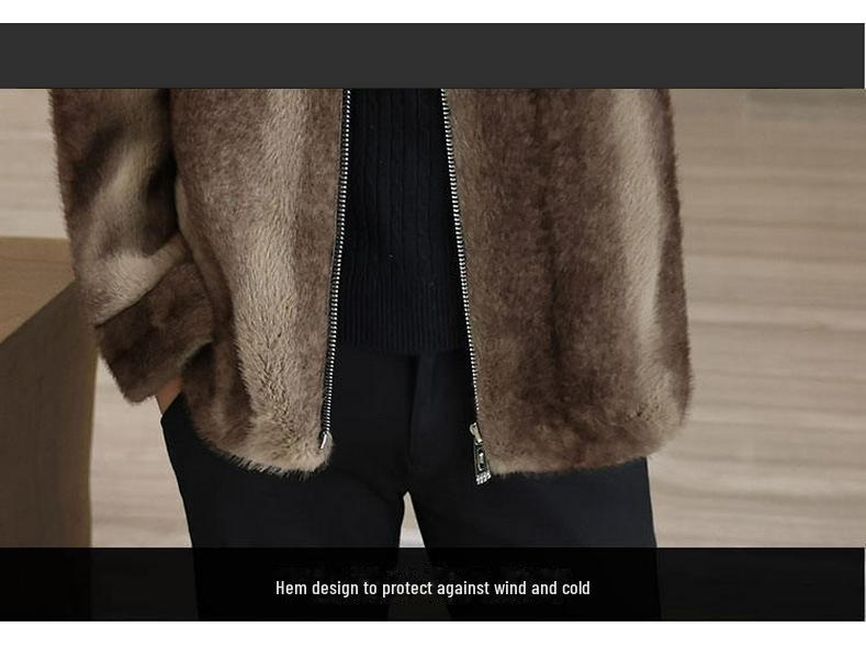 2023 Men's Short Winter Fur Coat - Thick Imitation Tiger and Mink Fur Jacket