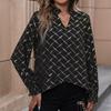 Женские модные повседневные весенне-осенние блузки и рубашки с v-образным вырезом с длинными рукавами