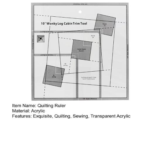 Log Cabin Trim Tool Transparent Acrylic Quilting Ruler with Grids Non Slip Sewing Ruler Patchwork Template for Quilting Sewing DIY Crafts