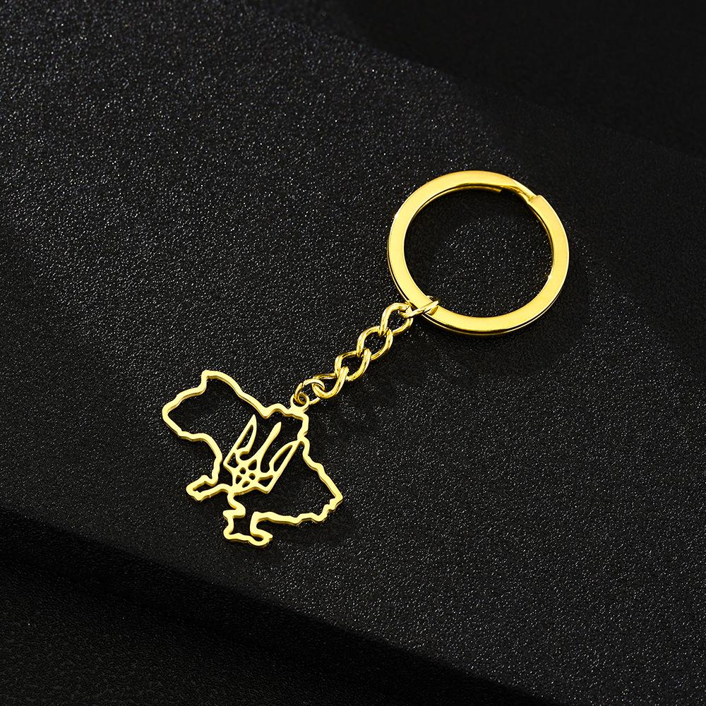 Popular Ukraine Emblem Pendant Keychain In Titanium Steel - Unisex Fashion Accessory