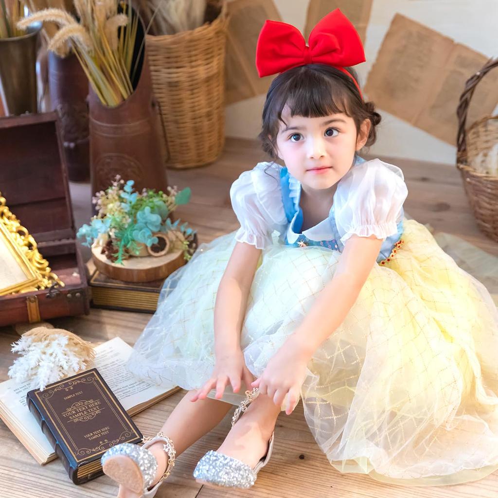 [monoii] Princess Dress Snow White Cosplay Kids Princess Costume Halloween Fancy Dress for Girls E0567-2 (120)