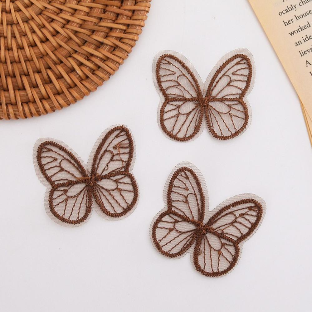 100pcs 4.5CM Chiffon Butterfly 3D Simulation Mesh Butterfly Patch Hair Clip Accessories
