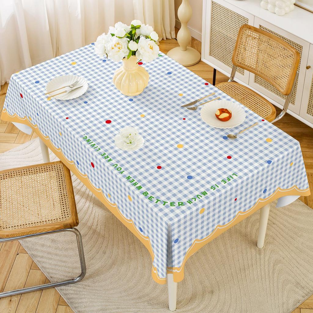 Cream Style Tablecloth Waterproof and Oil-proof Wash-free Light Luxury High-end Pvc Tablecloth Rectangular Table Mat Tablecloth
