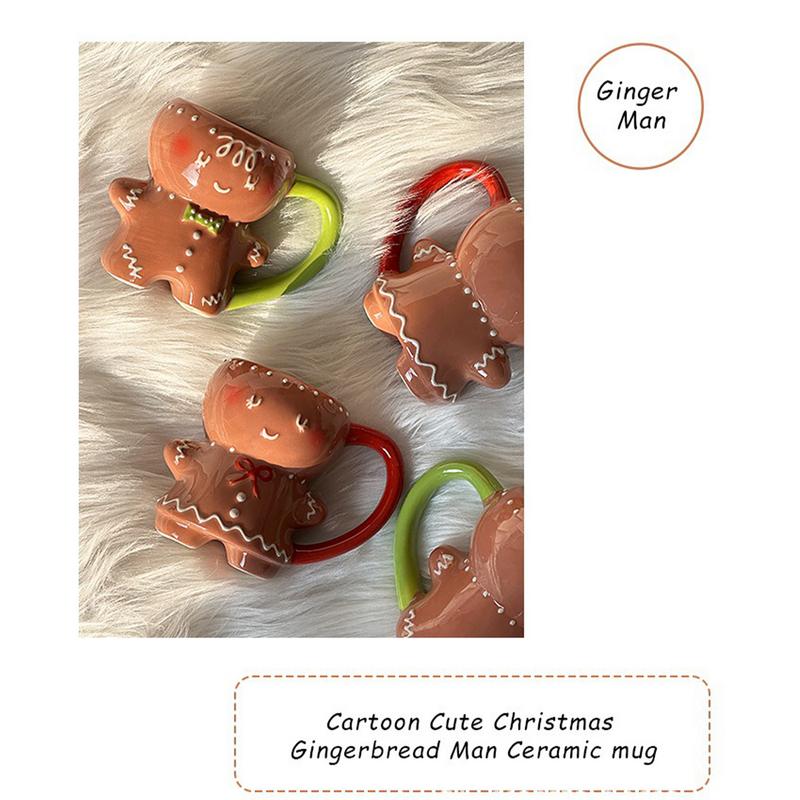Милая кружка с пряничным человечком, мультяшная милая кавайная рождественская кружка, 3D пряничный человечек, керамическая чашка, чашка для молока, кофе, воды, кружка в подарок