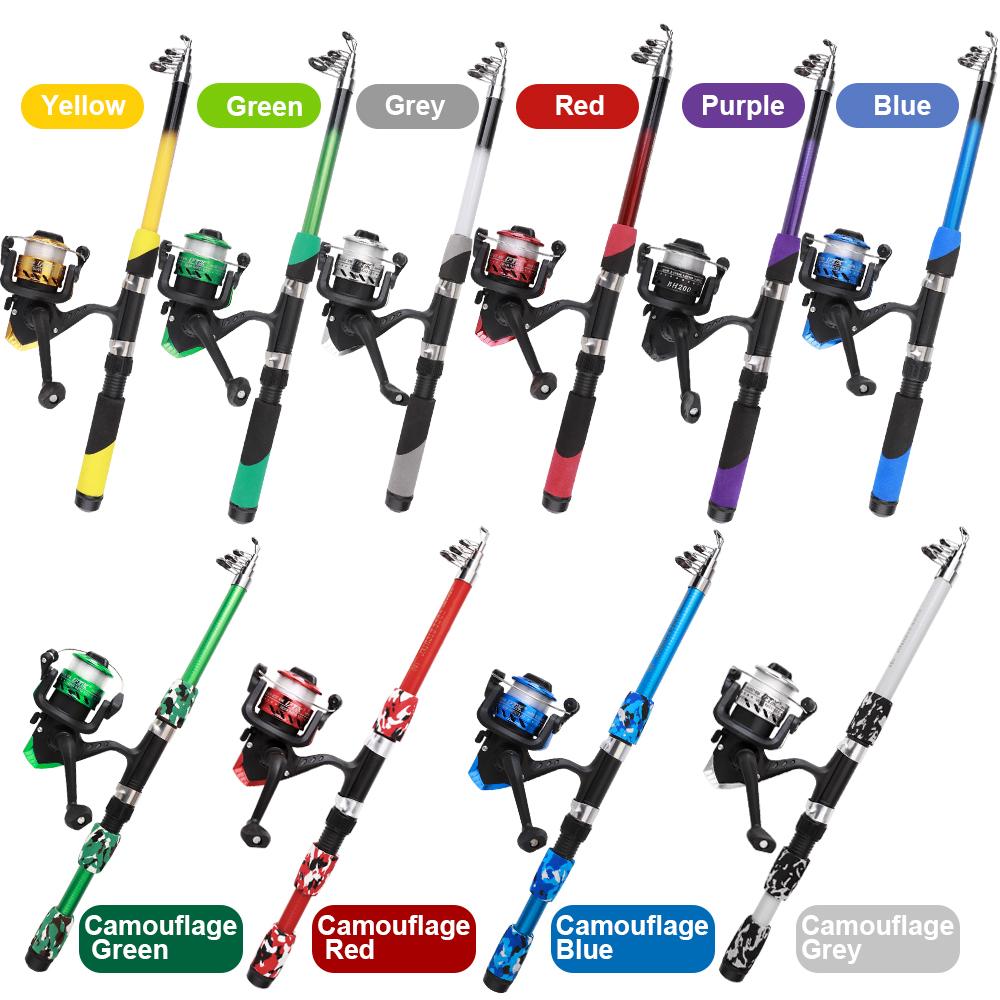 FTK Complete Fishing Kit: 1.8m/5.91ft Lightweight Fibreglass Spinning Rod and Reel Combo Cool Pack - for Fresh and Salt Water, Hooks