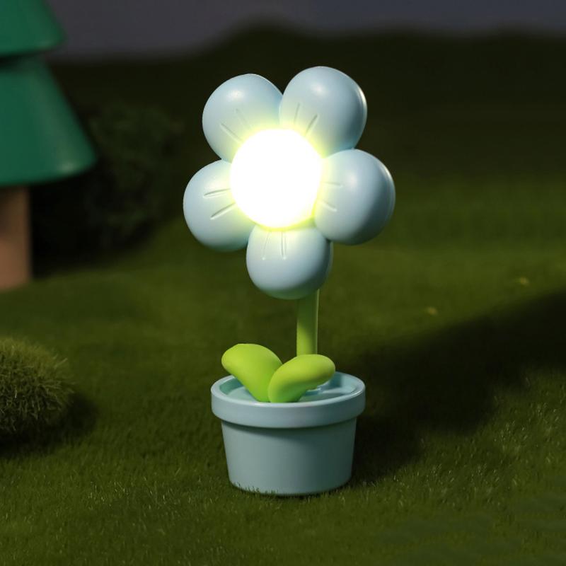 Mini Led Flower Night Light Cute Small Table Lamp Desktop Ornament Bedside Bedroom Ambient Lights Children Toy Kids Holiday Gift