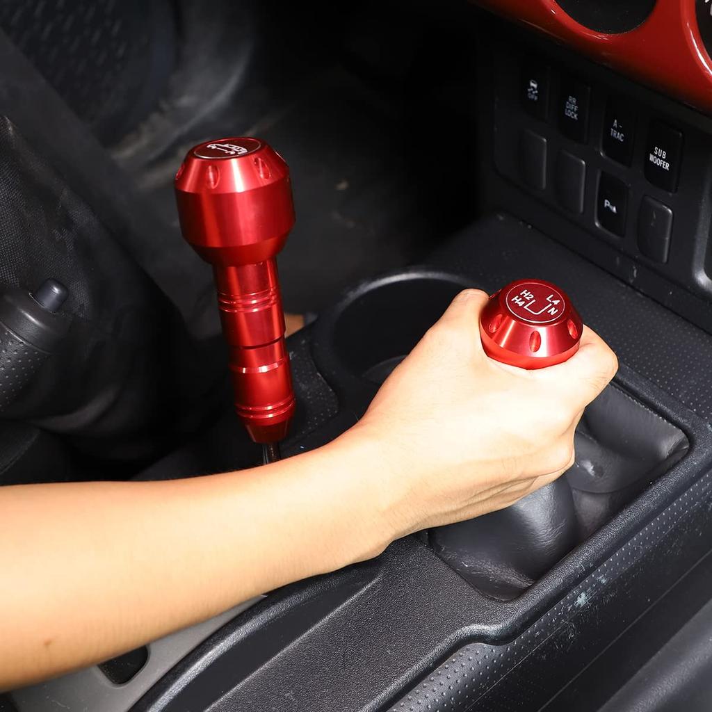 DIYUCAR Car Gear Stick Shift Lever Knob, Gear Stick Shifter Head, Aluminum Alloy (Red) for Toyota FJ Cruiser 2007-2021
