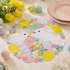 Cute Table Linens for Children Easter Rabbit Egg Placemat, Polyester Fiber Decorative Mat, Non Holiday Dinner Plate Mats Slip Hollow Tableware