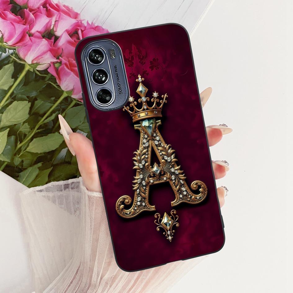 Case For Motorola Moto G62 5G G42 G32 G22 4G Cover Luxury Crown Letters Soft Black Silicone Shockproof Bumper on MotoG62 5G Capa