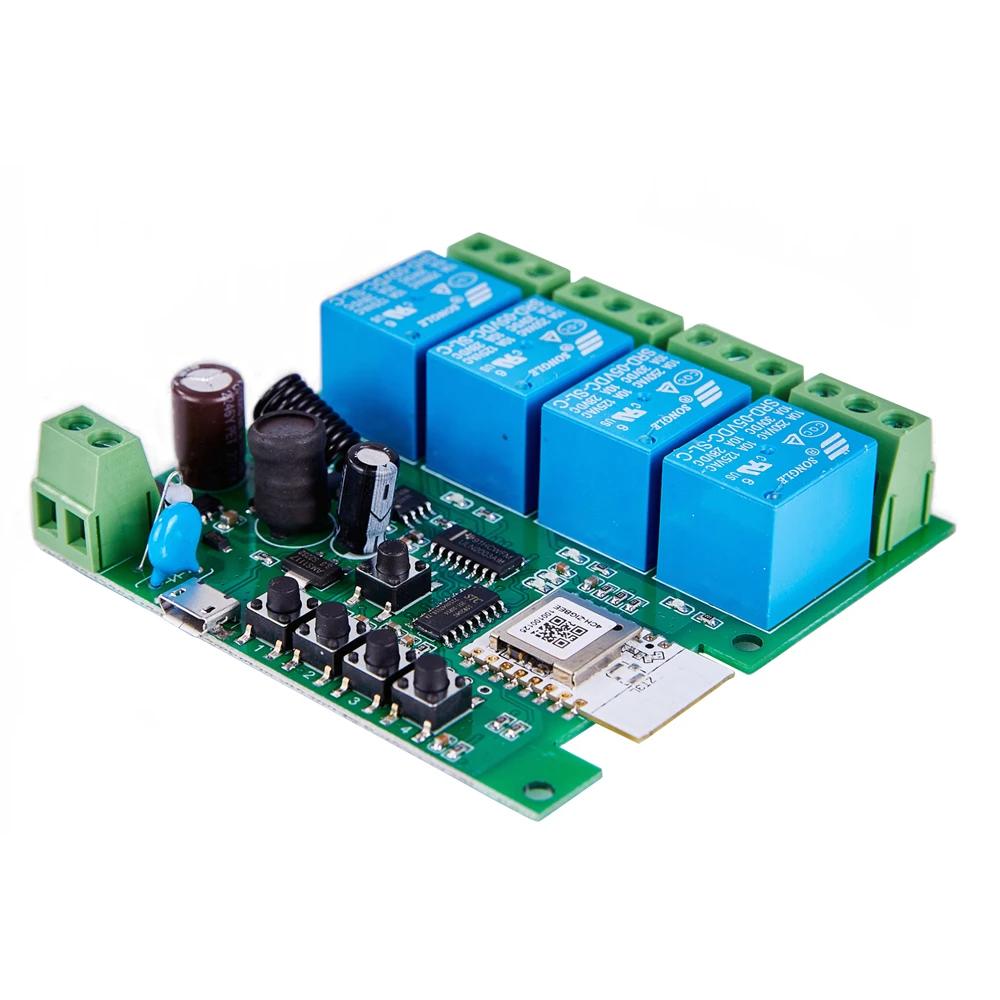 4-канальный релейный модуль Zigbee Tuya для умного дома, 85-250 В, реле переменного тока, 7-32 В, 85-250 В, работает Alexa Google Assistant, умный выключатель света