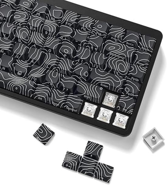 Keycaps Thin Womier Low Profile PBT Keycaps Custom Keyboard Keycaps 132 Keys for Cherry Gateron MX Switches Mechanical Keyboard Black 60% 65% 75% 80%