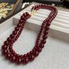 2 Stacked Necklaces with Red Beads