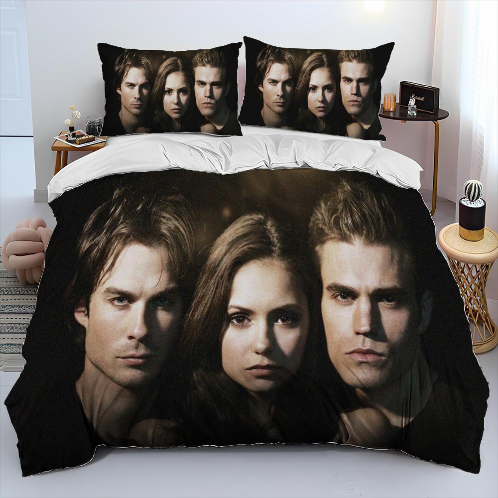 The Vampire Diaries Comforter Bedding Set,Duvet Cover Bed Set Quilt Cover Pillowcase,King Queen Size Bedding Set for Adult Child