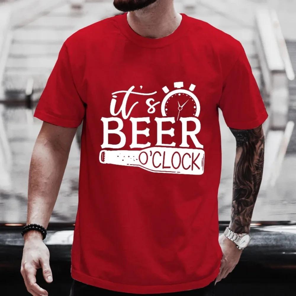 Футболка с надписью It's Beer O'clock Graphic для мужчин Одежда Y2k Международный день пива Топы Мужская уличная одежда для вечеринок с выпивкой Футболки больших размеров