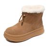 Fashion GKTINOO Fashion Women Snow Boots Quality Cow Suede Leather Round Toe Slip On Flat Platform Thick Plush Winter Warm Ankle Boots