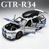 1:Масштаб 22 Gtr-R34 Металлическая Модель Автомобиля Игрушка Двери Открываются Модели с Механизмом Оттяжки Игрушки Амортизация Спортивные Автомобили Идеальные Украшения Подарки