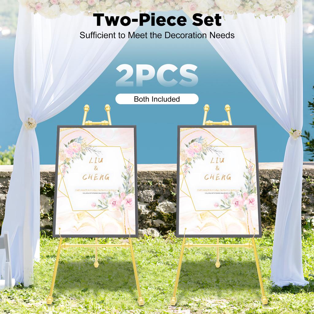 46.46" Gold Easel Stand for Wedding Signs No Assembly Needed Metal Display Stand for Art Welcome Signs Posters Pictures Painting