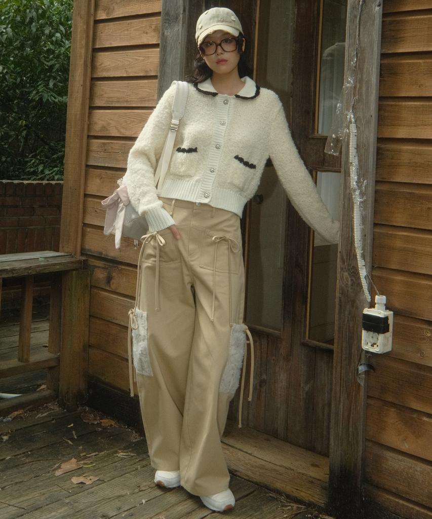 SIWL107 Ribbon Cotton Pants (Beige)