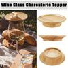 4Pcs Bamboo Wine Glass Coaster Plate Wine Glass Charcuterie Topper Mini Bamboo Cheese Plate Wooden Appetizer Trays for Family Gatherings Restaurants