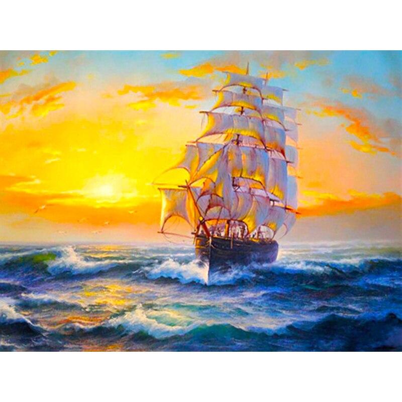 Новый 5D DIY алмазная живопись парусник Алмазная вышивка вид на море вышивка крестиком полная круглая дрель домашний декор ручной художественный подарок