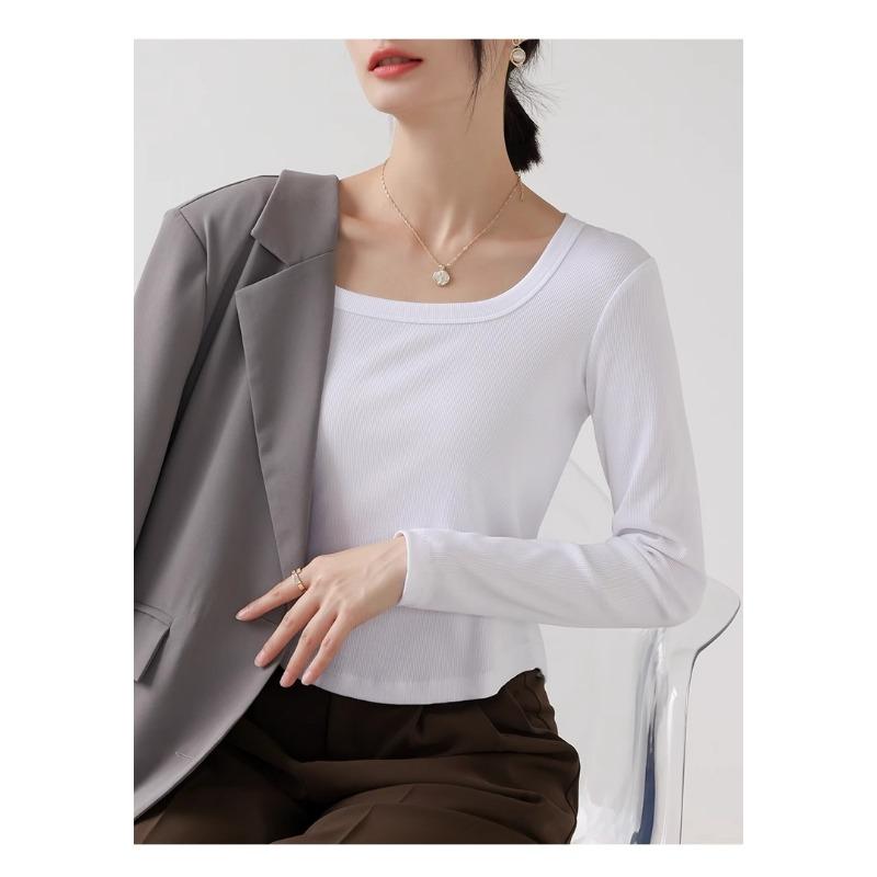 Футболка с длинными рукавами и квадратным воротником для женщин